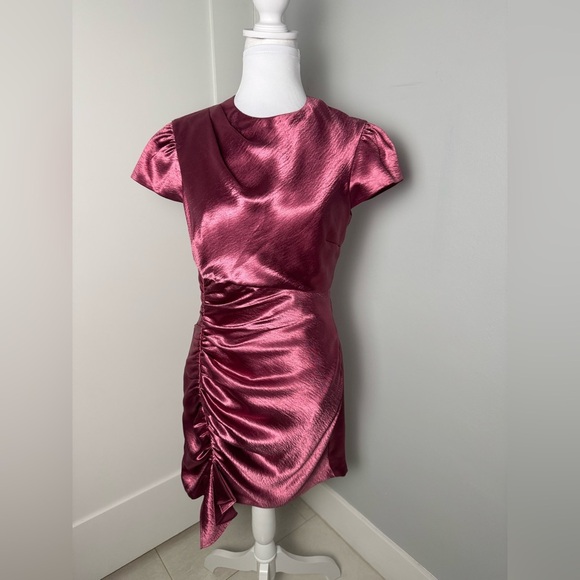 Cinq A Sept Natalia Ruched Hammered-Satin Mini Dress - Picture 5 of 14